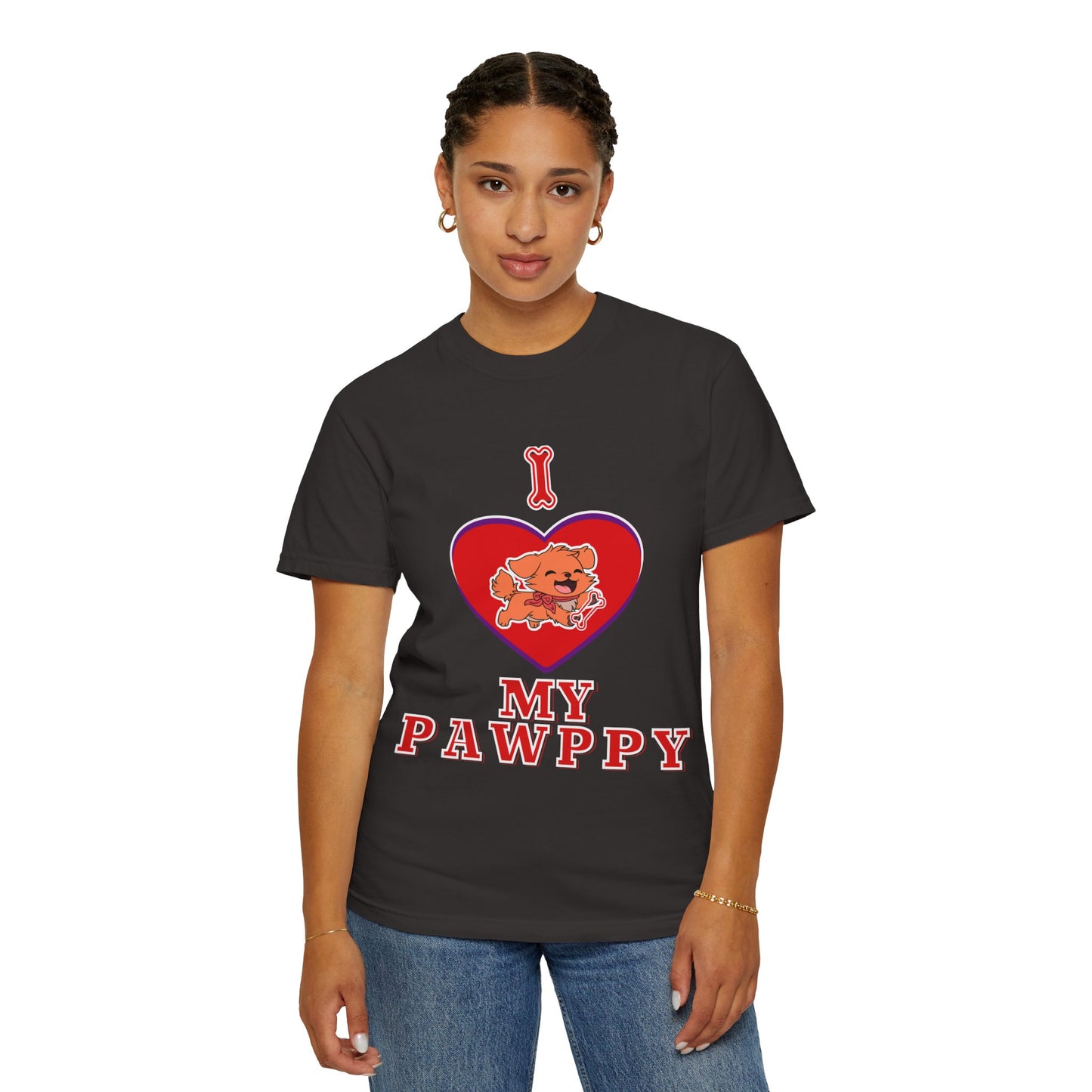 Unisex Garment-Dyed T-shirt, I Love My Pawppy Tee