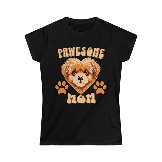 Women's Softstyle Tee, Pawesome Mom, Dog Love