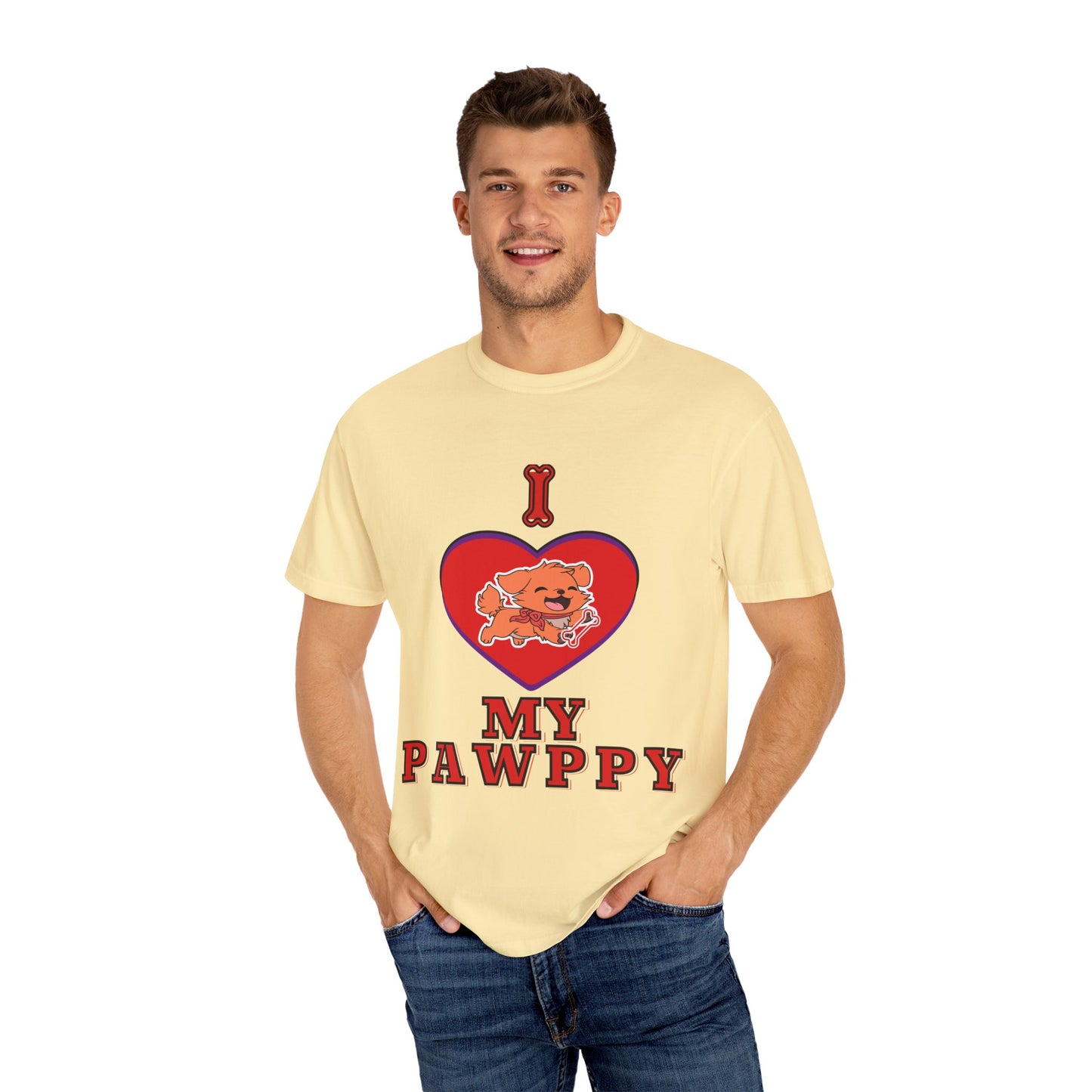 Unisex Garment-Dyed T-shirt, I Love My Pawppy Tee