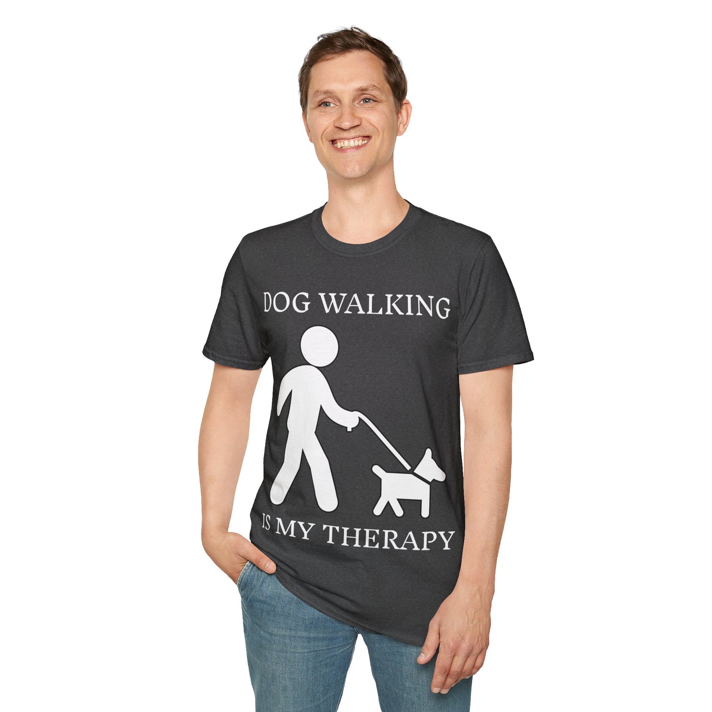 Unisex Softstyle T-Shirt, Dog walking is My Therapy Tee