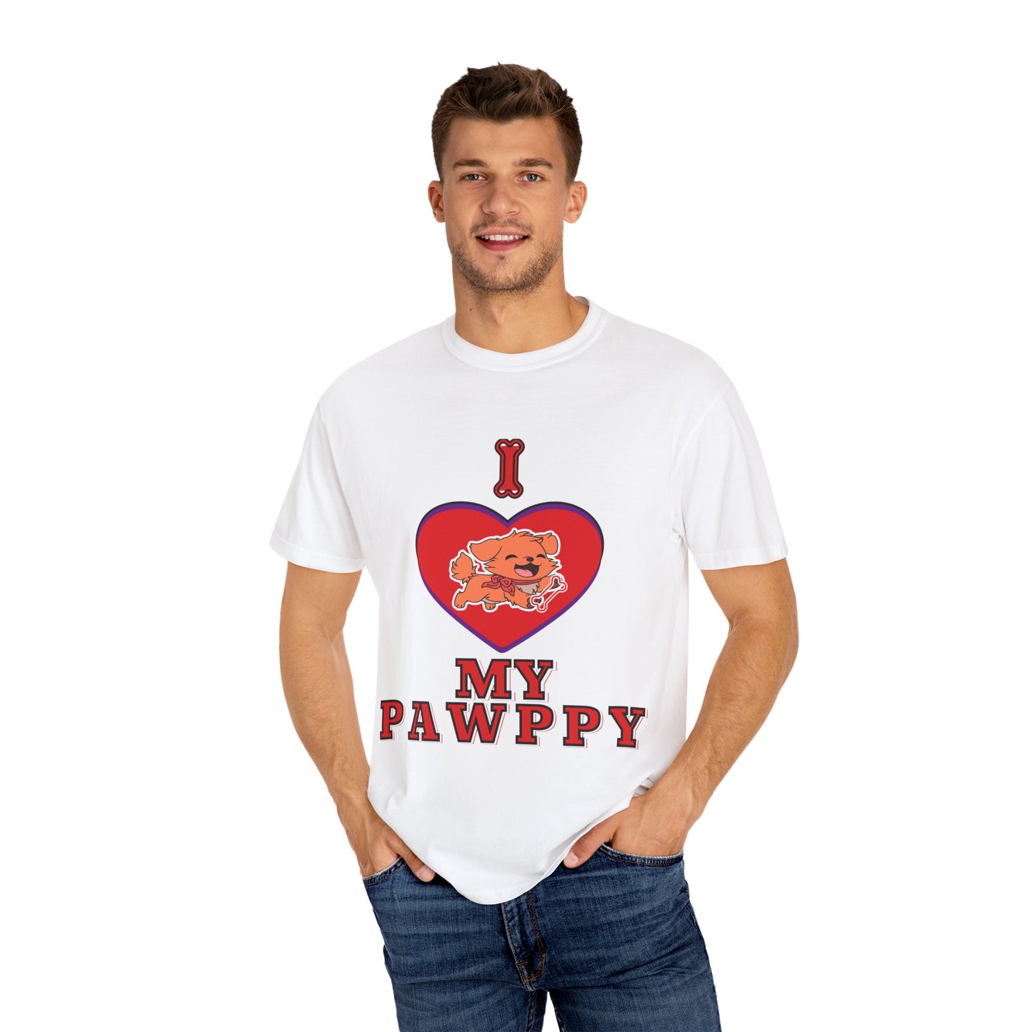 Unisex Garment-Dyed T-shirt, I Love My Pawppy Tee