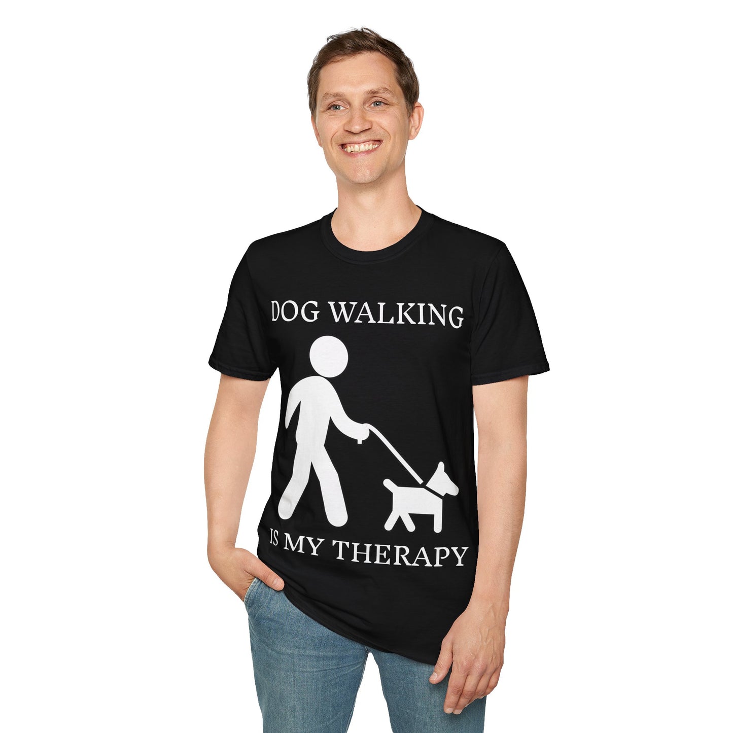 Unisex Softstyle T-Shirt, Dog walking is My Therapy Tee