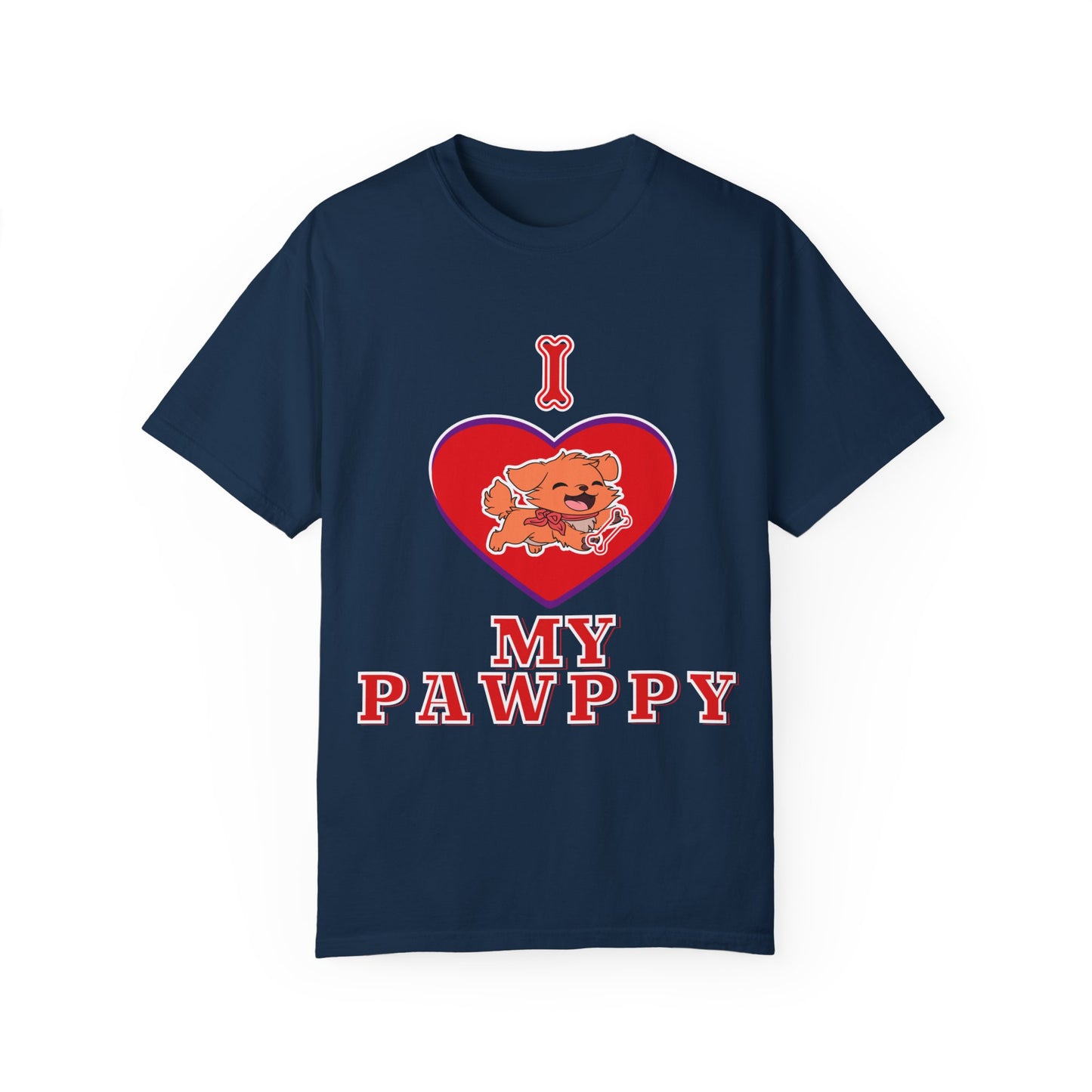 Unisex Garment-Dyed T-shirt, I Love My Pawppy Tee