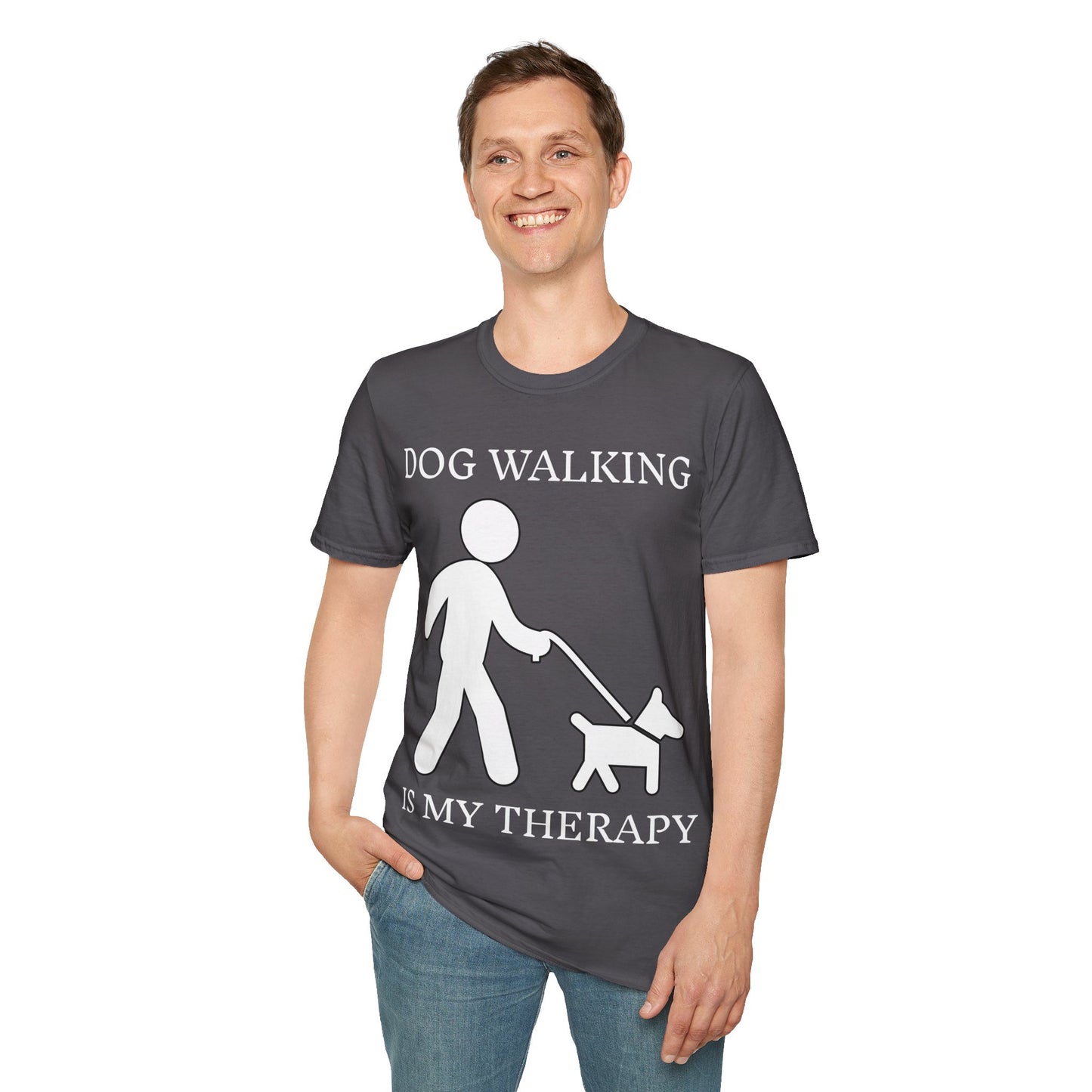 Unisex Softstyle T-Shirt, Dog walking is My Therapy Tee