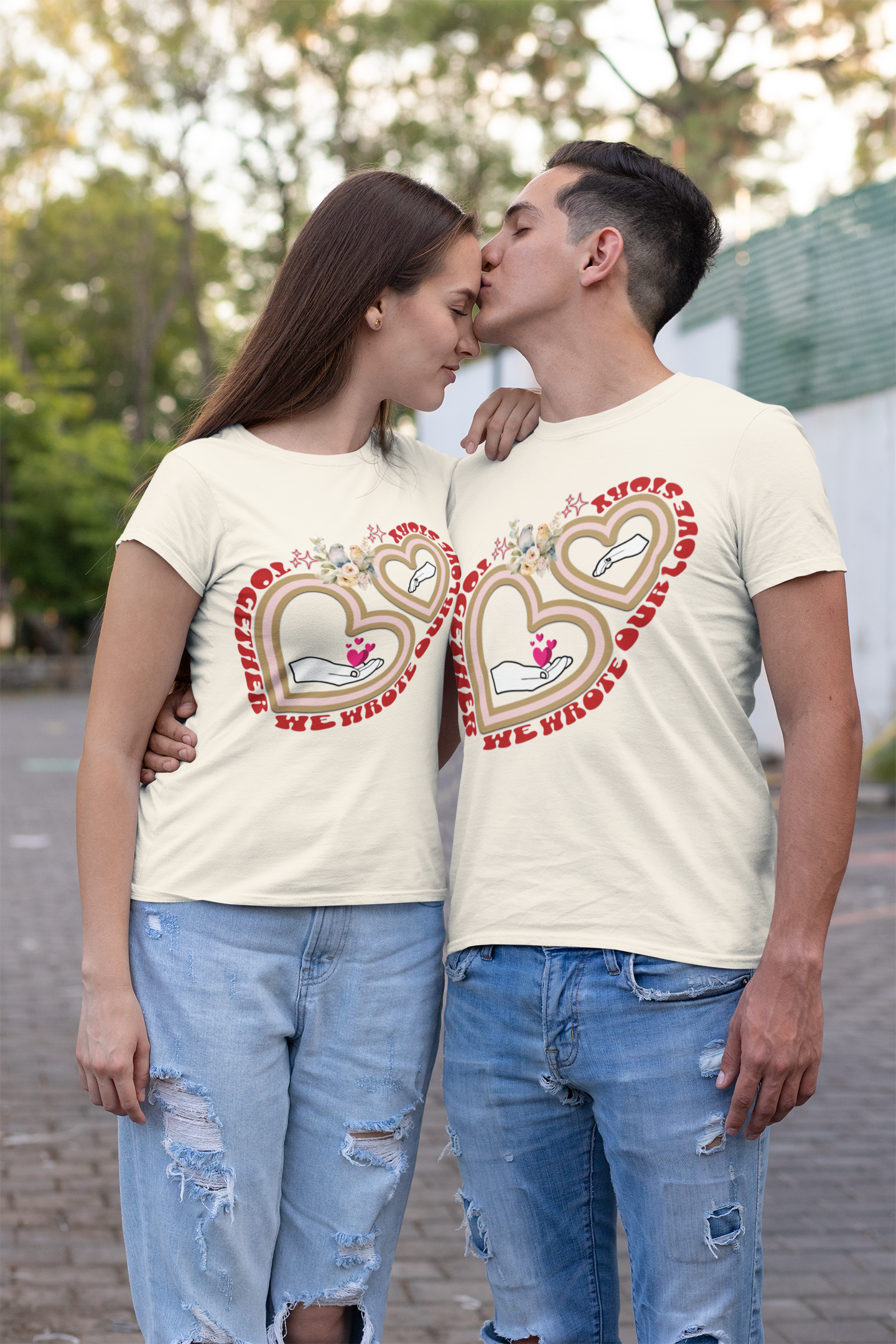 Unisex Garment-Dyed T-shirt, Valentine's Day, Love Story, Together Forever